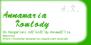 annamaria komlody business card